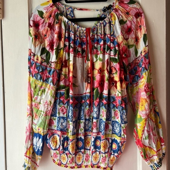 Desigual Carola Floral Peasant Blouse S - Picture 14 of 16